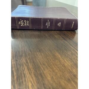 Vintage NIV Study Bible 1985 Zondervan Maroon Top Grain Leather Great Notes Love